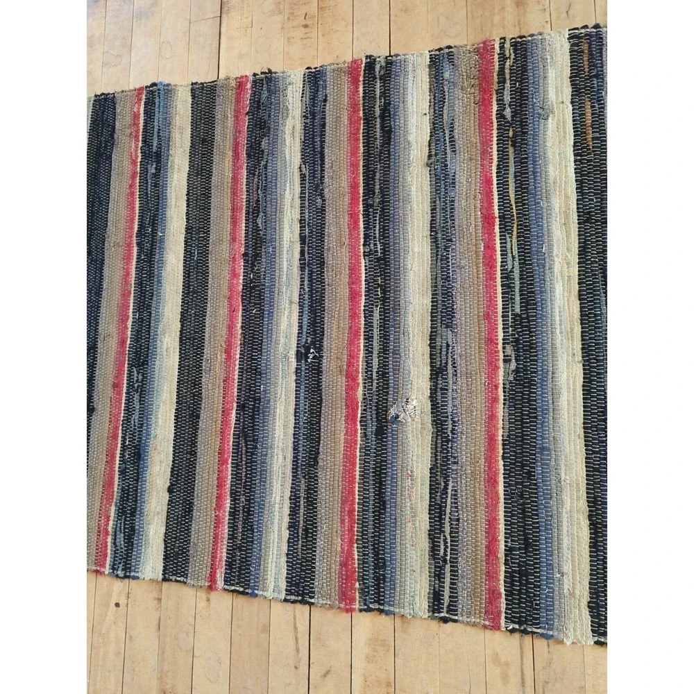 Antique Imported‎ Swedish Hand Made Rag Rug Runner (31.5
